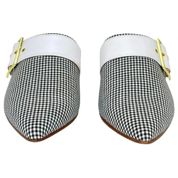 Archive Bond Gingham Checkered Fabric Womens Flat Mules Size 7.5M - Picture 4 of 16